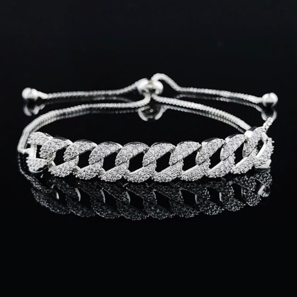 Jewelry - NEW “7” HIP HOP CUBAN DIAMOND S925 STERLING SILVER BRACELET